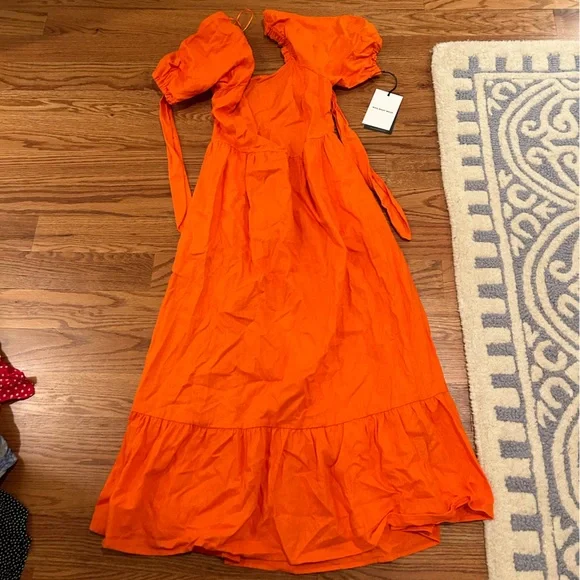 who what wear orange dress WHO WHAT WEAR Women's Orange Long Sleeve Turtle Neck Knee Length Dress Medium